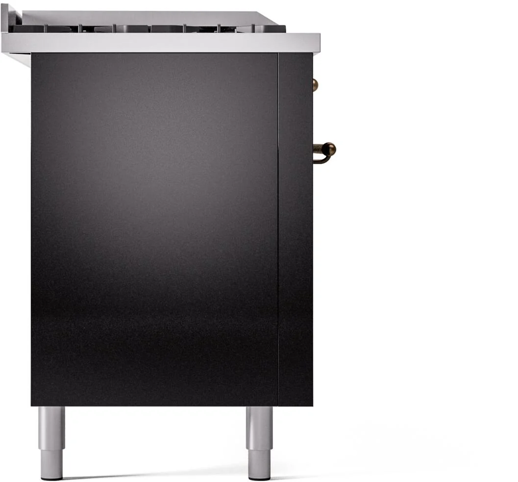 Ilve UP60FSNMPBKB Nostalgie Ii 60 Inch Dual Fuel Natural Gas Freestanding Range In Glossy Black With Bronze Trim - Image 8