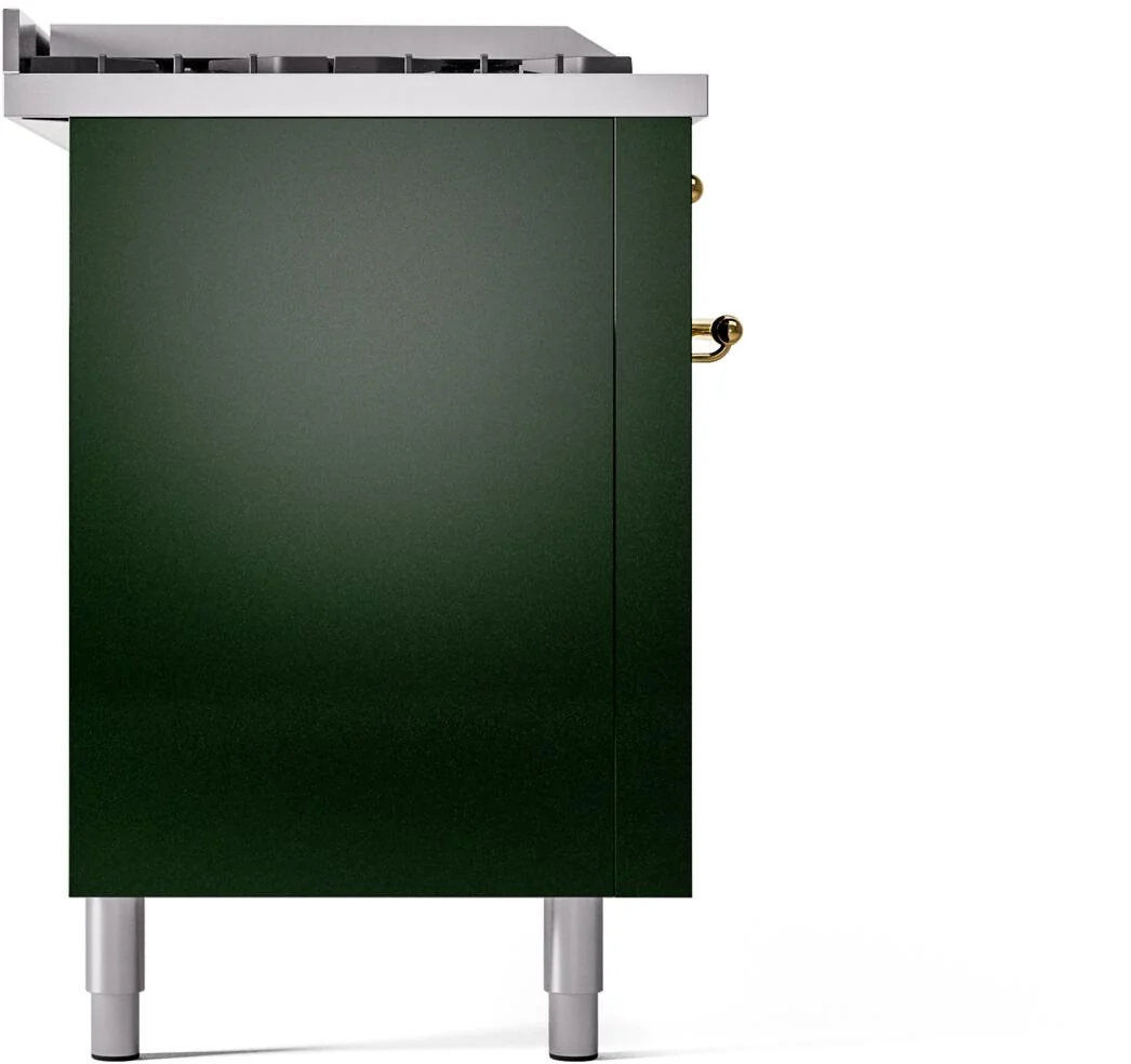 Ilve UP60FSNMPEGG Nostalgie Ii 60 Inch Dual Fuel Natural Gas Freestanding Range In Emerald Green With Brass Trim - Image 8
