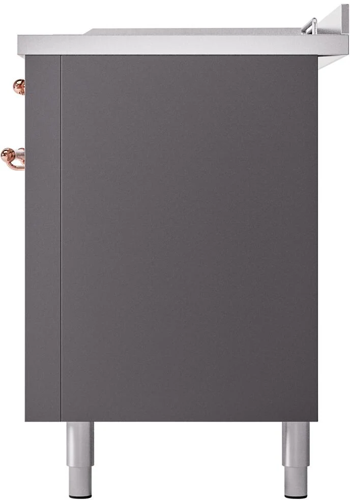 Ilve UP60FSNMPMGP Nostalgie Ii 60 Inch Dual Fuel Natural Gas Freestanding Range In Matte Graphite With Copper Trim - Image 9