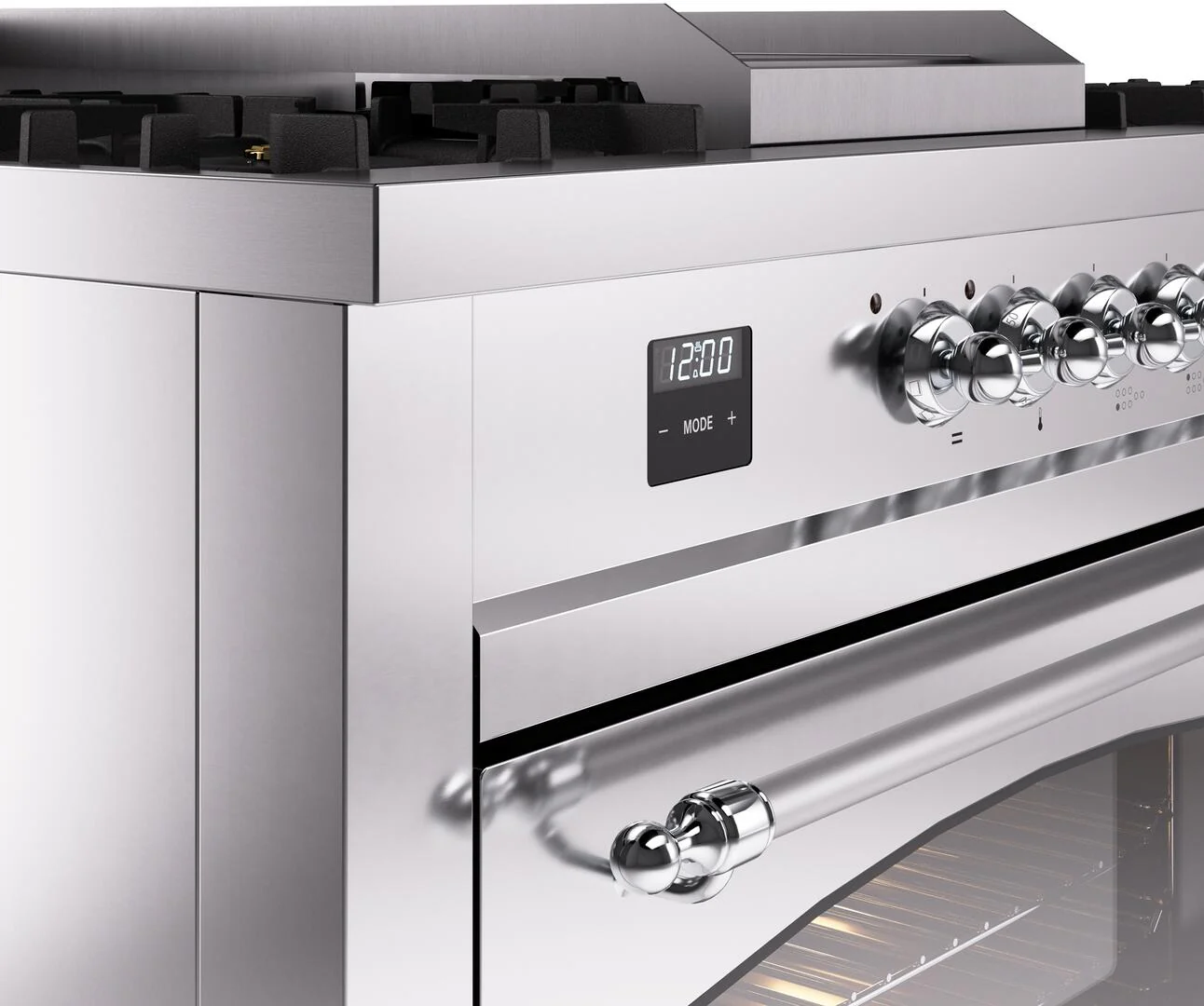 Ilve UP60FSNMPSSC Nostalgie Ii 60 Inch Dual Fuel Natural Gas Freestanding Range In Stainless Steel With Chrome Trim - Image 7