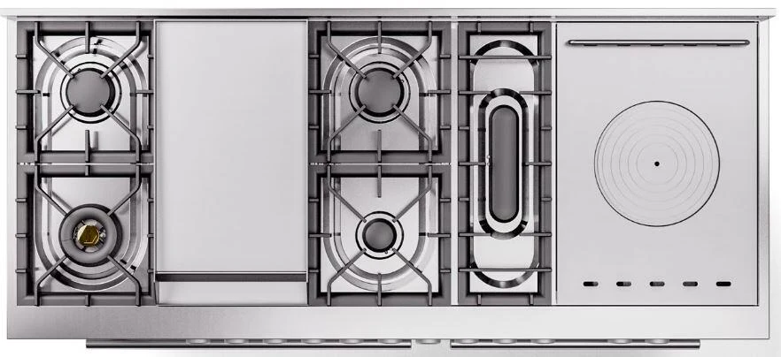 Ilve UP60FSQMPBG Professional Plus Ii 60 Inch Dual Fuel Natural Gas Freestanding Range In Blue Grey With Trim - Image 2
