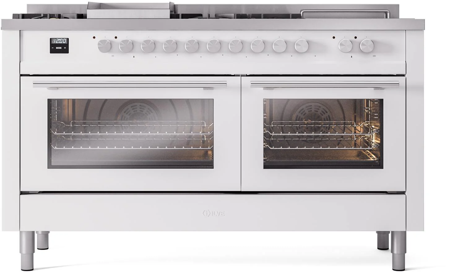 Ilve UP60FSWMPWHLP Professional Plus Ii 60 Inch Dual Fuel Liquid Propane Freestanding Range In White With Trim - Image 2
