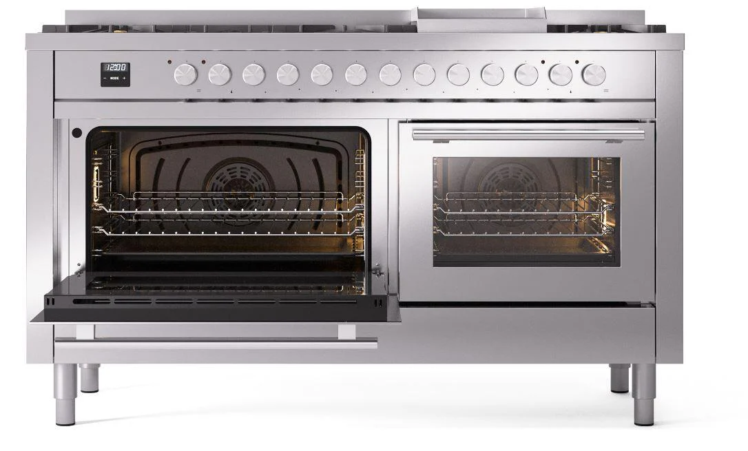 Ilve UP60FWMPSS Professional Plus Ii 60 Inch Dual Fuel Natural Gas Freestanding Range In Stainless Steel With Trim - Image 3