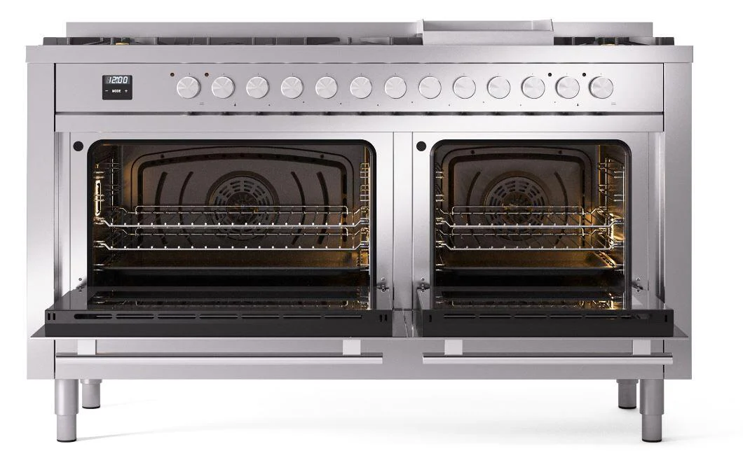 Ilve UP60FWMPSS Professional Plus Ii 60 Inch Dual Fuel Natural Gas Freestanding Range In Stainless Steel With Trim - Image 5