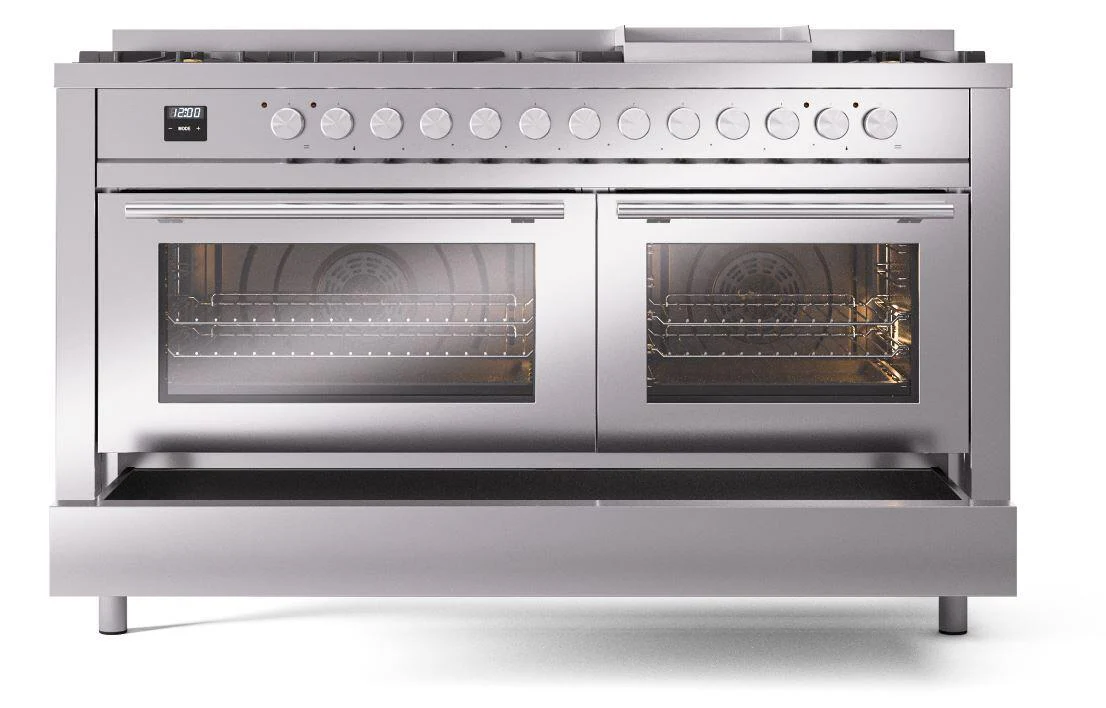 Ilve UP60FWMPSS Professional Plus Ii 60 Inch Dual Fuel Natural Gas Freestanding Range In Stainless Steel With Trim - Image 6