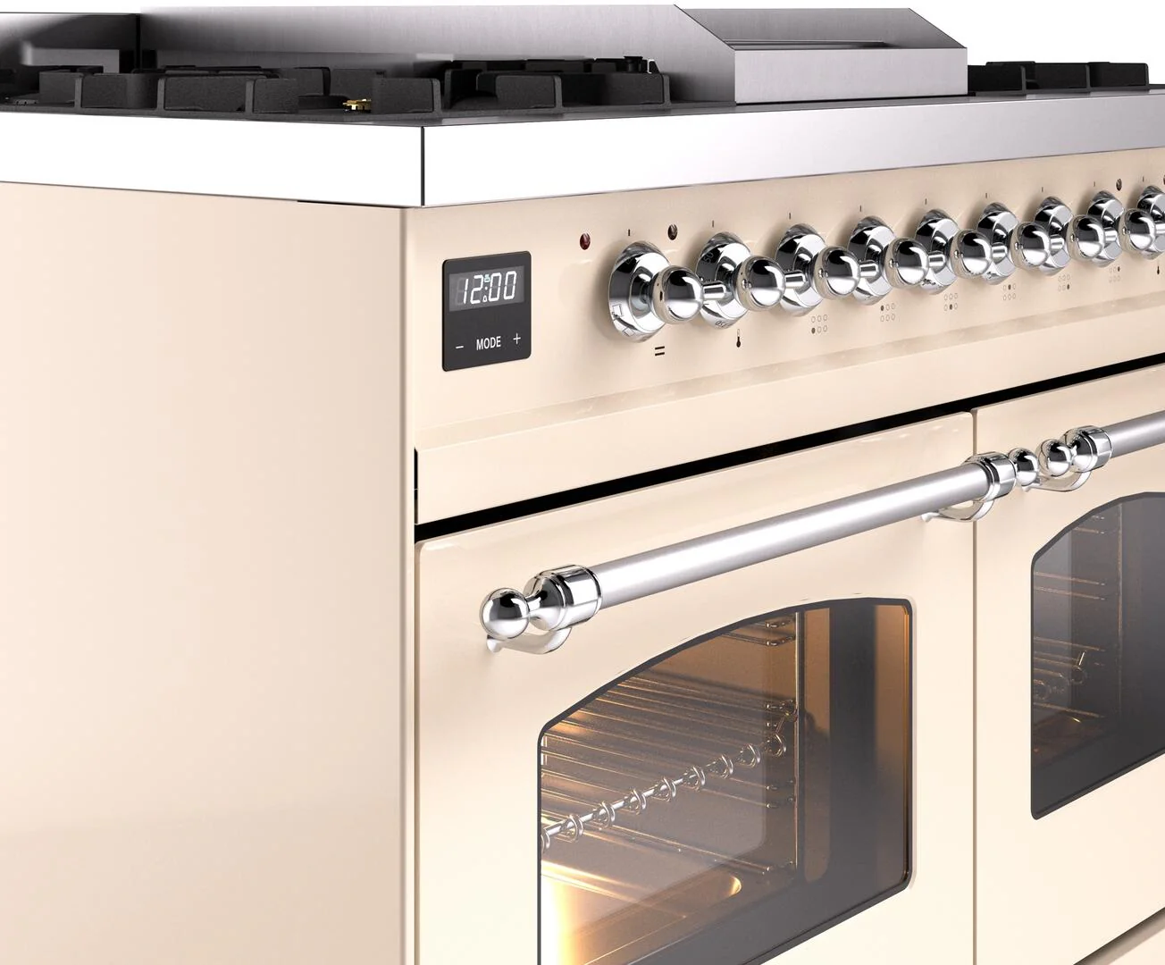 Ilve UPD40FNMPAWCLP Nostalgie Ii 40 Inch Dual Fuel Liquid Propane Freestanding Range In Antique White With Chrome Trim - Image 7