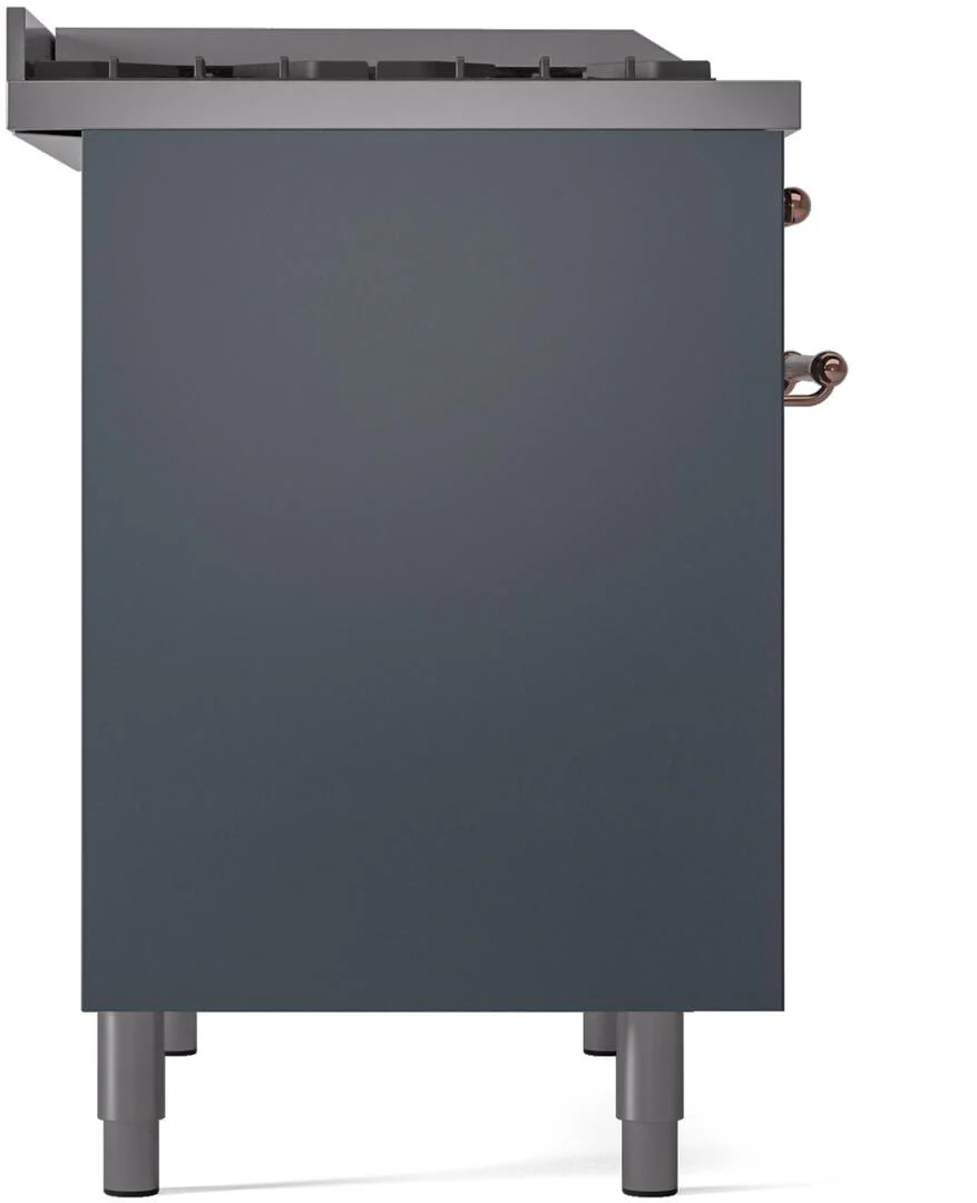 Ilve UPD40FNMPBGPLP Nostalgie Ii 40 Inch Dual Fuel Liquid Propane Freestanding Range In Blue Grey With Copper Trim - Image 8