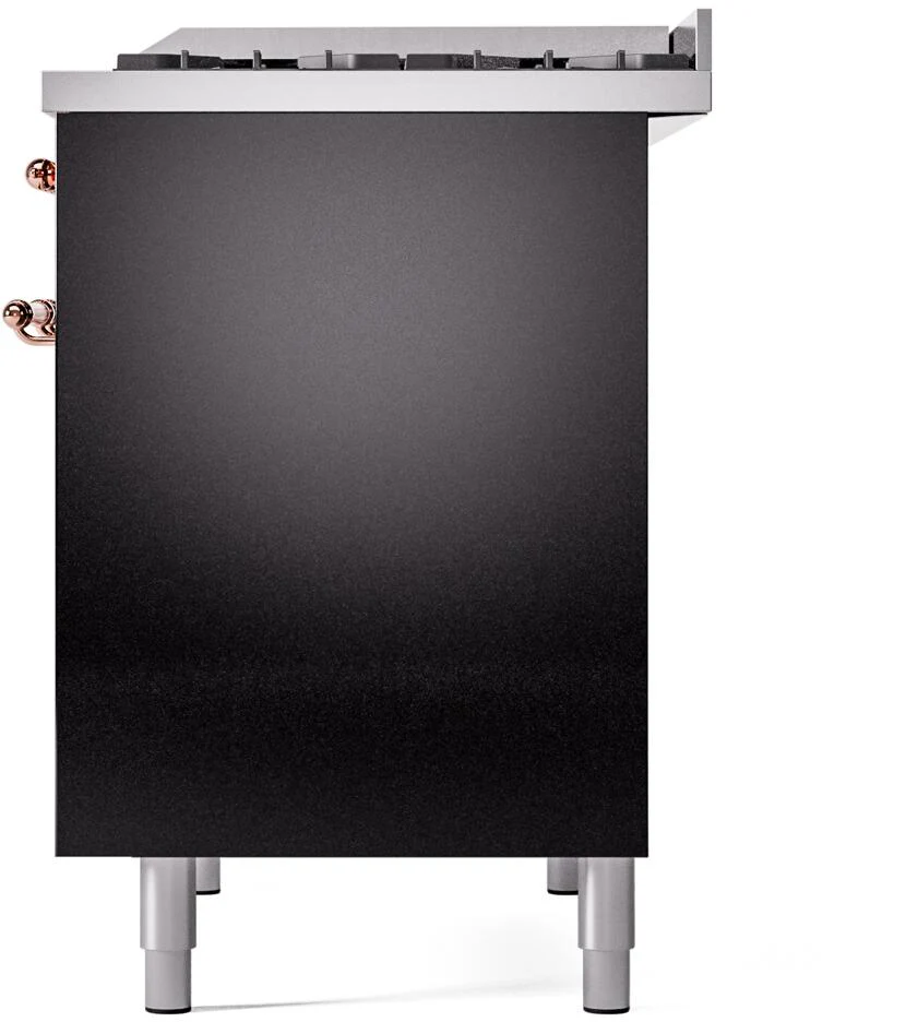 Ilve UPD40FNMPBKPLP Nostalgie Ii 40 Inch Dual Fuel Liquid Propane Freestanding Range In Glossy Black With Copper Trim - Image 9