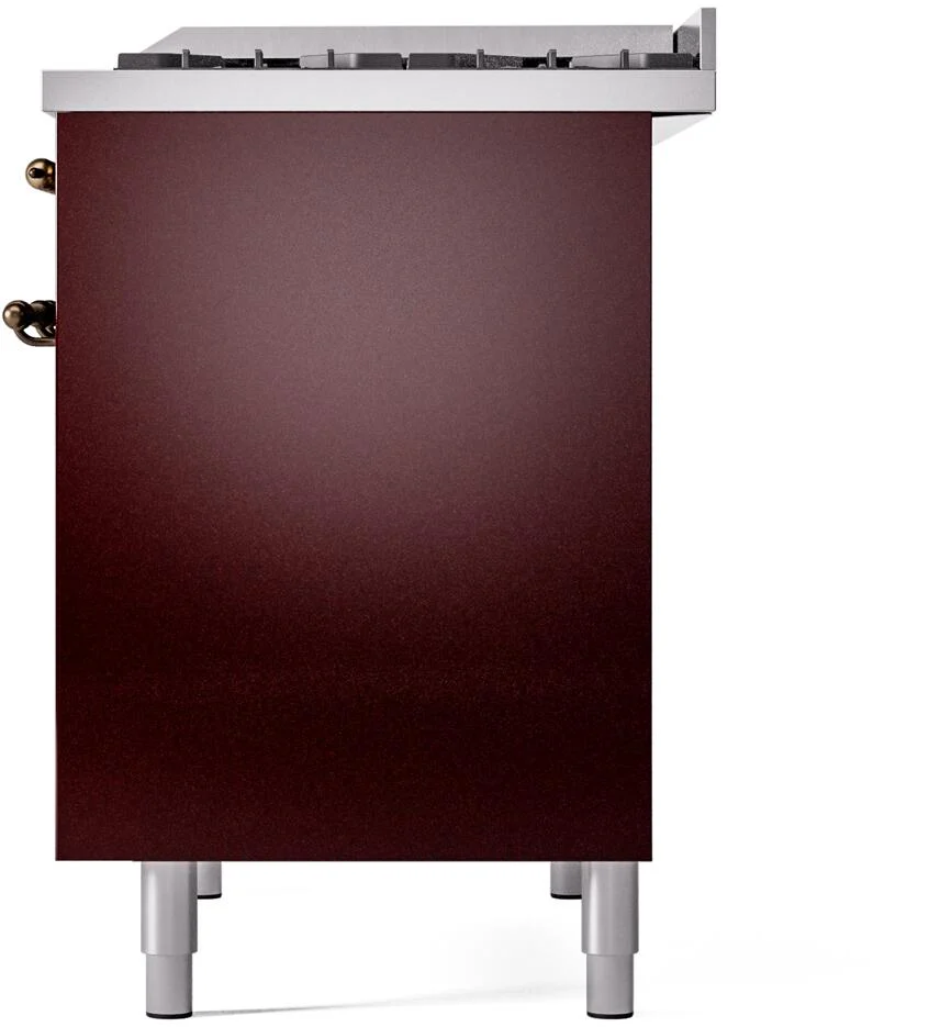 Ilve UPD40FNMPBUB Nostalgie Ii 40 Inch Dual Fuel Natural Gas Freestanding Range In Burgundy With Bronze Trim - Image 9