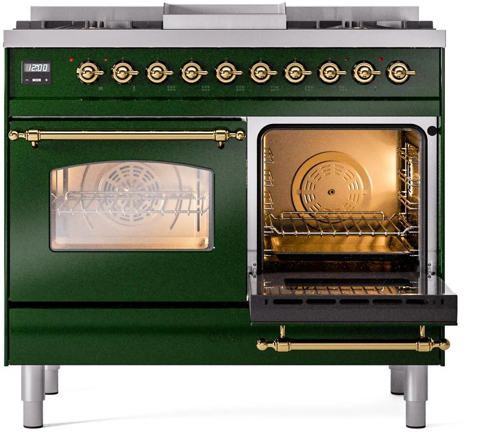 Ilve UPD40FNMPEGGLP Nostalgie Ii 40 Inch Dual Fuel Liquid Propane Freestanding Range In Emerald Green With Brass Trim - Image 5