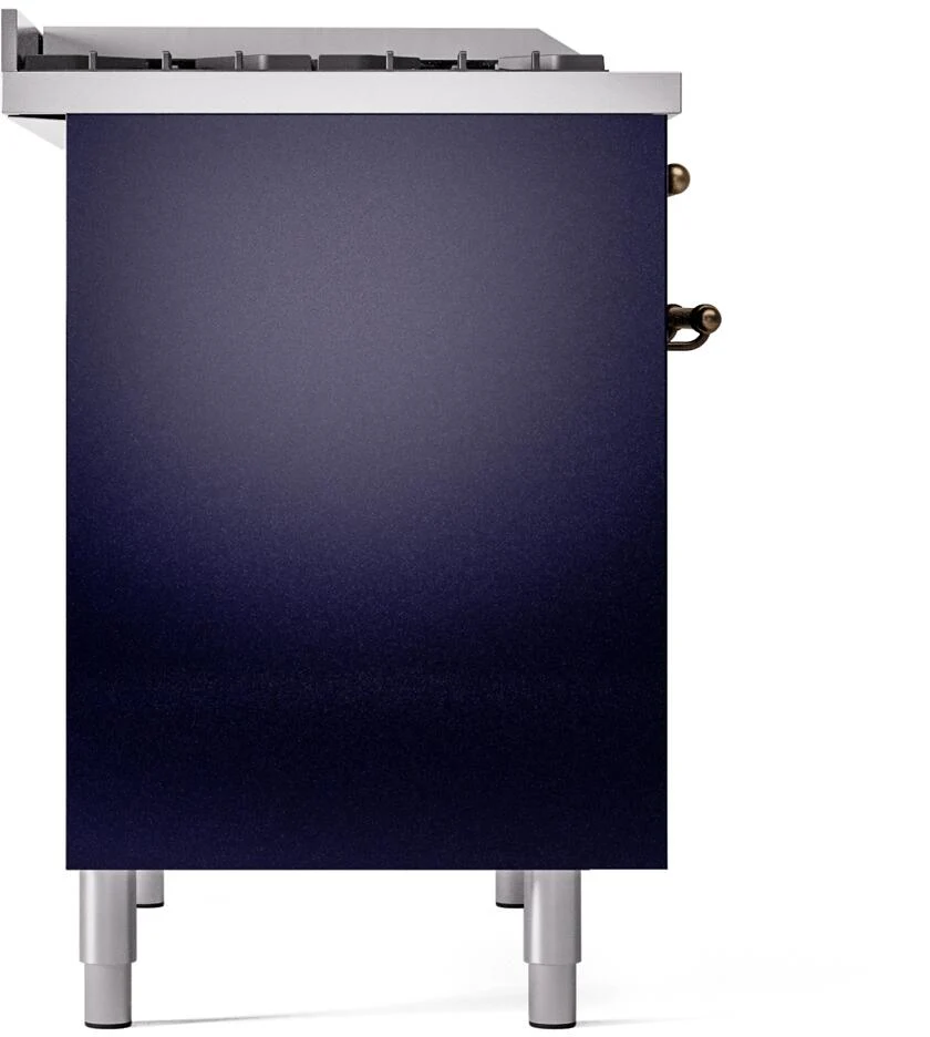 Ilve UPD40FNMPMBB Nostalgie Ii 40 Inch Dual Fuel Natural Gas Freestanding Range In Blue With Bronze Trim - Image 8