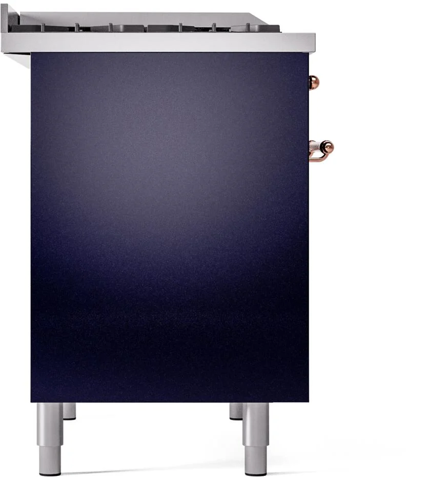 Ilve UPD40FNMPMBPLP Nostalgie Ii 40 Inch Dual Fuel Liquid Propane Freestanding Range In Blue With Copper Trim - Image 8