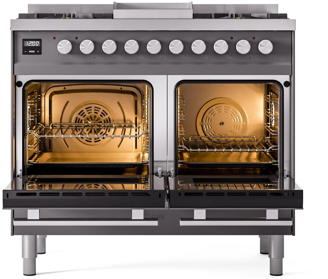 Ilve UPD40FWMPMG Professional Plus Ii 40 Inch Dual Fuel Natural Gas Freestanding Range In Matte Graphite With Trim - Image 3