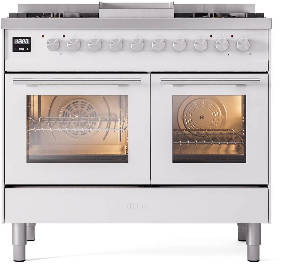 Ilve UPD40FWMPWHLP Professional Plus Ii 40 Inch Dual Fuel Liquid Propane Freestanding Range In White With Trim - Image 2