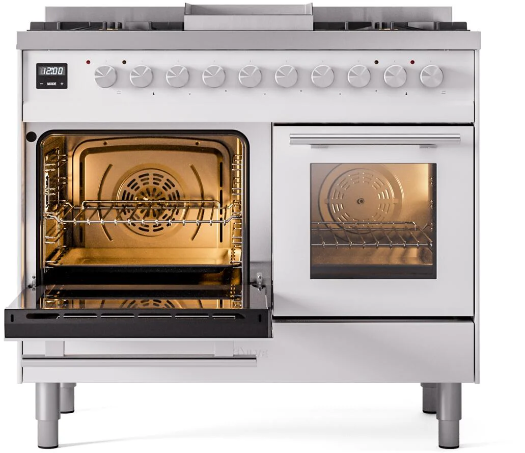 Ilve UPD40FWMPWHLP Professional Plus Ii 40 Inch Dual Fuel Liquid Propane Freestanding Range In White With Trim - Image 4