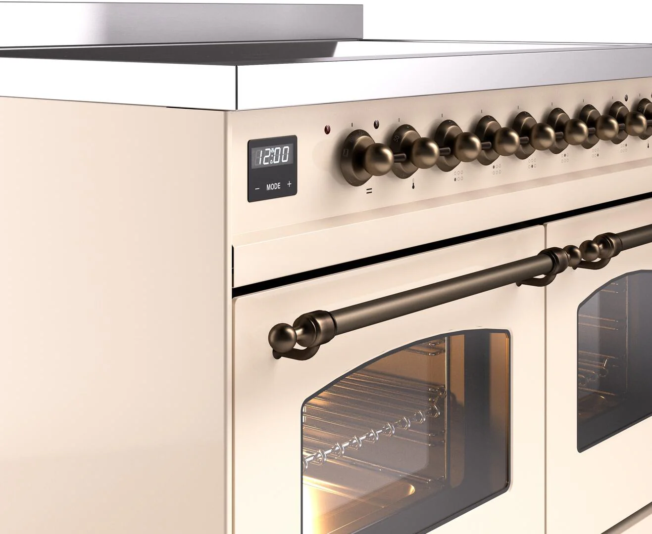 Ilve UPDI406NMPAWB Nostalgie Ii 40 Inch Electric Freestanding Range In Antique White With Bronze Trim - Image 7
