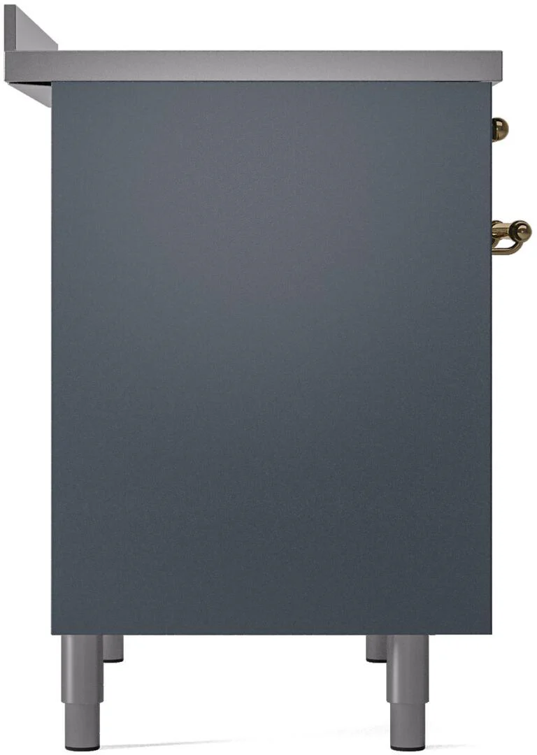 Ilve UPDI406NMPBGG Nostalgie Ii 40 Inch Electric Freestanding Range In Blue Grey With Brass Trim - Image 8