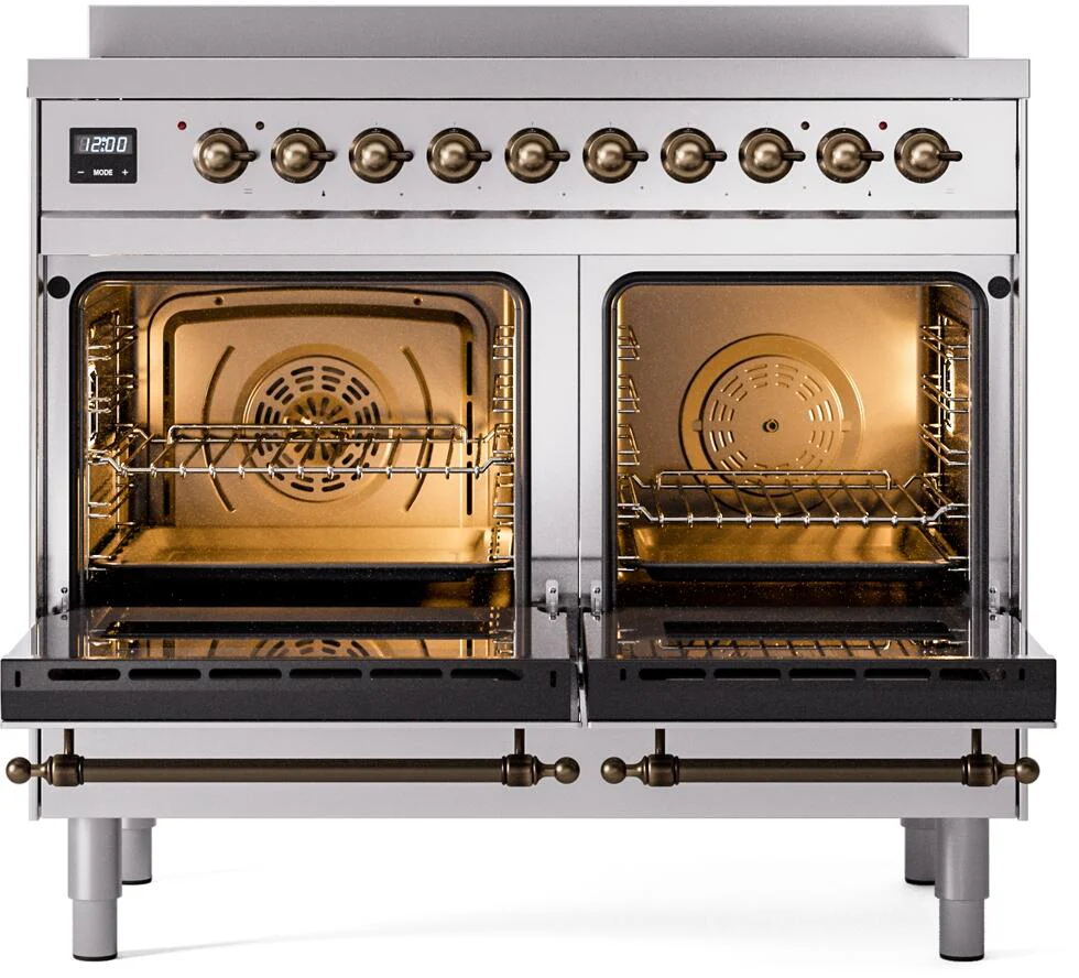 Ilve UPDI406NMPSSB Nostalgie Ii 40 Inch Electric Freestanding Range In Stainless Steel With Bronze Trim - Image 3