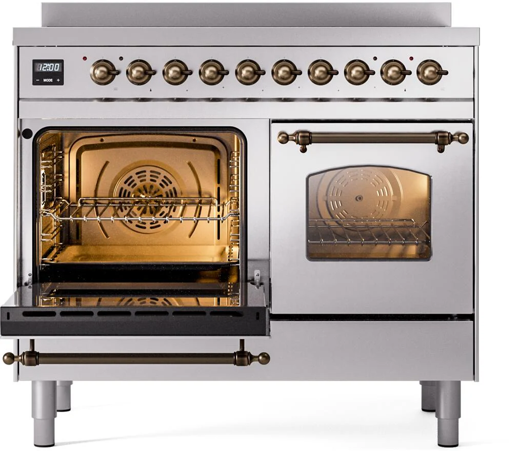 Ilve UPDI406NMPSSB Nostalgie Ii 40 Inch Electric Freestanding Range In Stainless Steel With Bronze Trim - Image 4