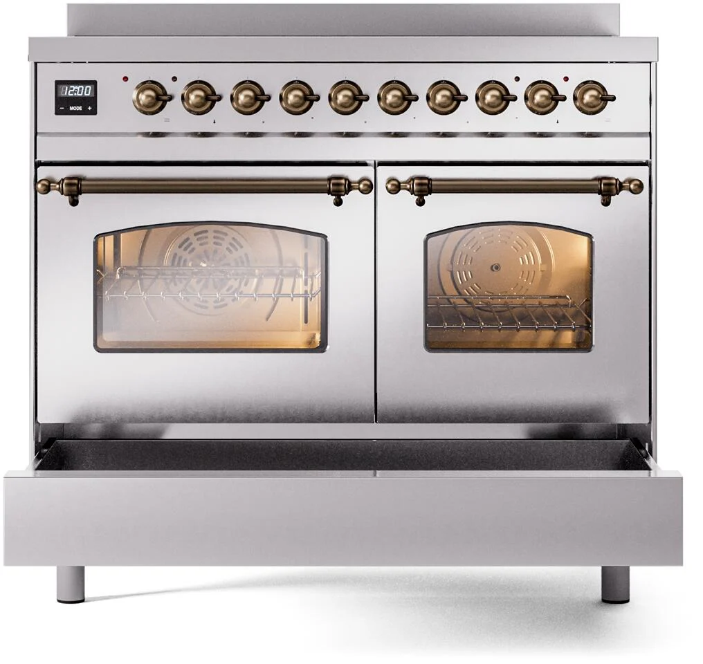 Ilve UPDI406NMPSSB Nostalgie Ii 40 Inch Electric Freestanding Range In Stainless Steel With Bronze Trim - Image 6