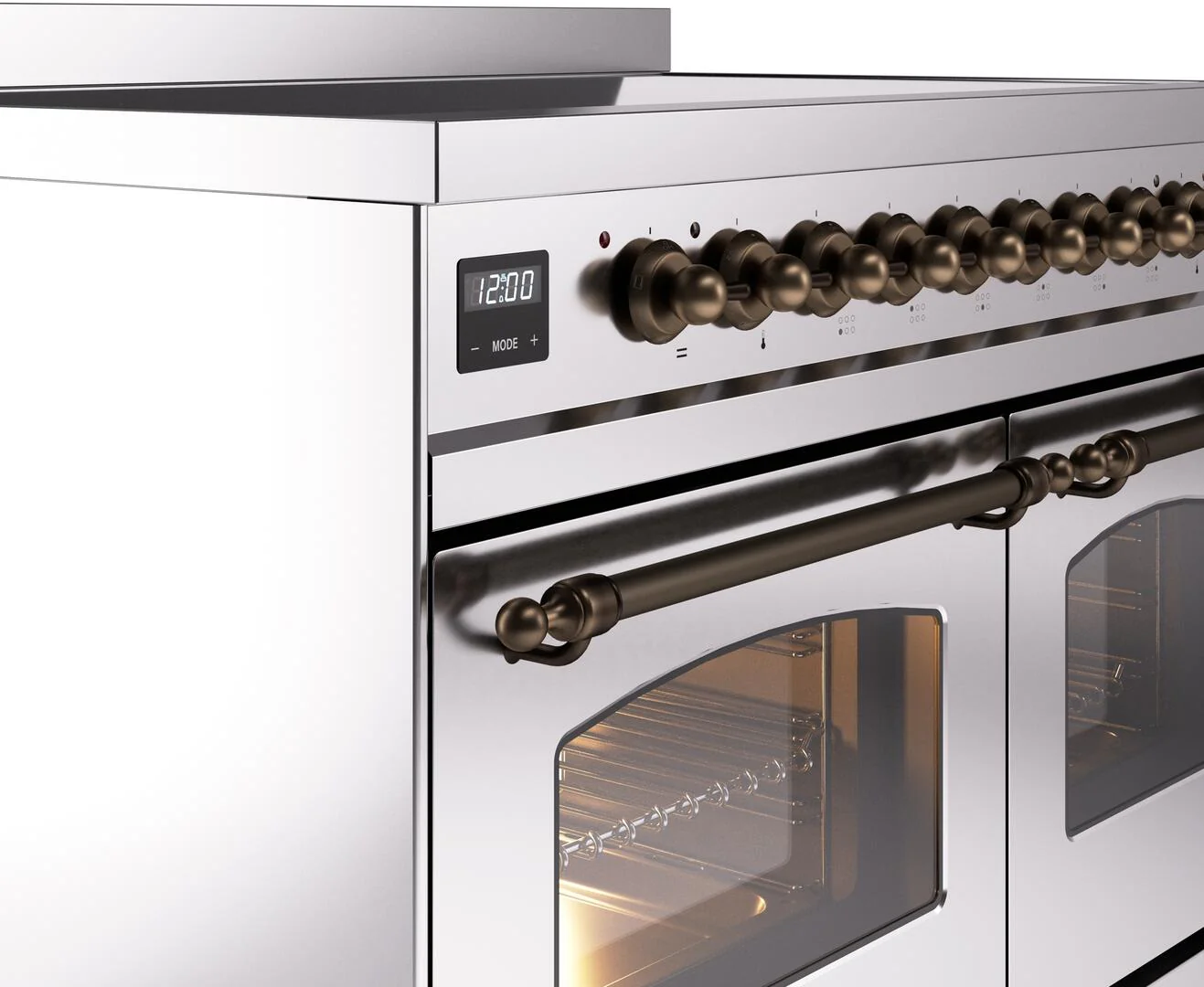 Ilve UPDI406NMPSSB Nostalgie Ii 40 Inch Electric Freestanding Range In Stainless Steel With Bronze Trim - Image 7