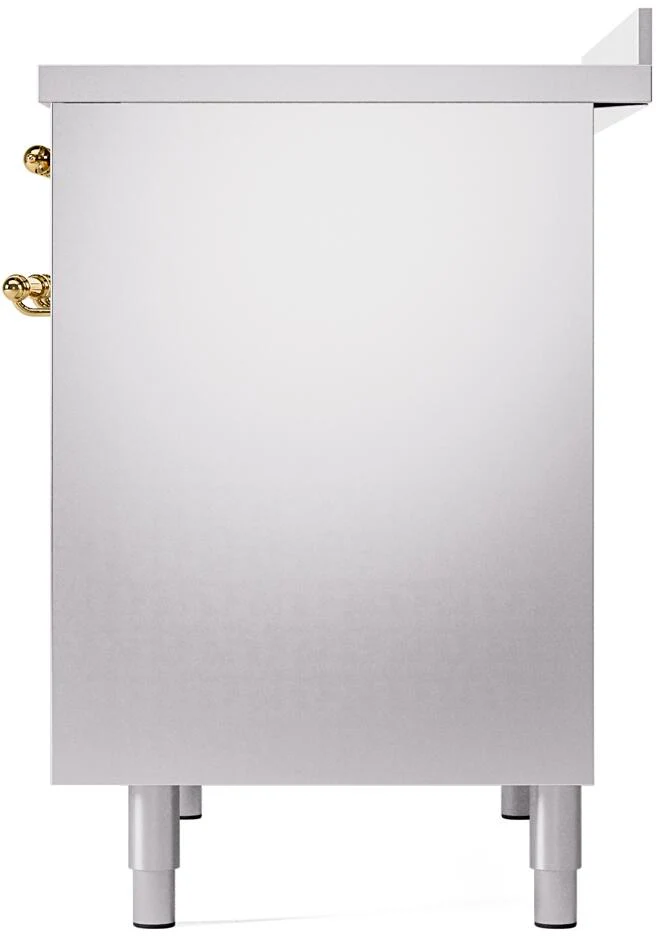 Ilve UPDI406NMPSSG Nostalgie Ii 40 Inch Electric Freestanding Range In Stainless Steel With Brass Trim - Image 9