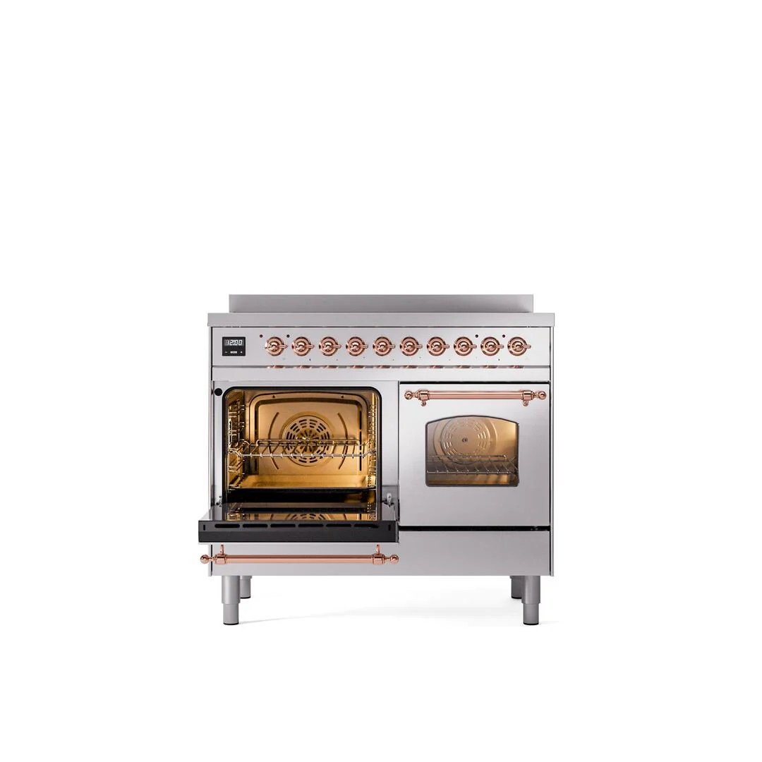 Ilve UPDI406NMPSSP Nostalgie Ii 40 Inch Electric Freestanding Range In Stainless Steel With Copper Trim - Image 4
