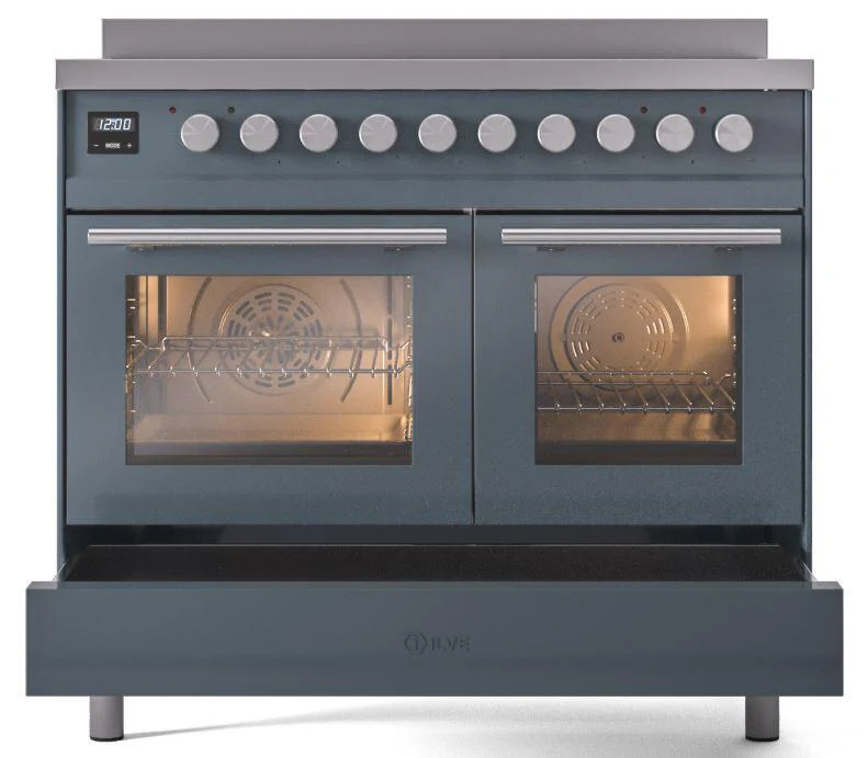 Ilve UPDI406WMPBG Professional Plus Ii 40 Inch Electric Freestanding Range In Blue Grey With Trim - Image 6