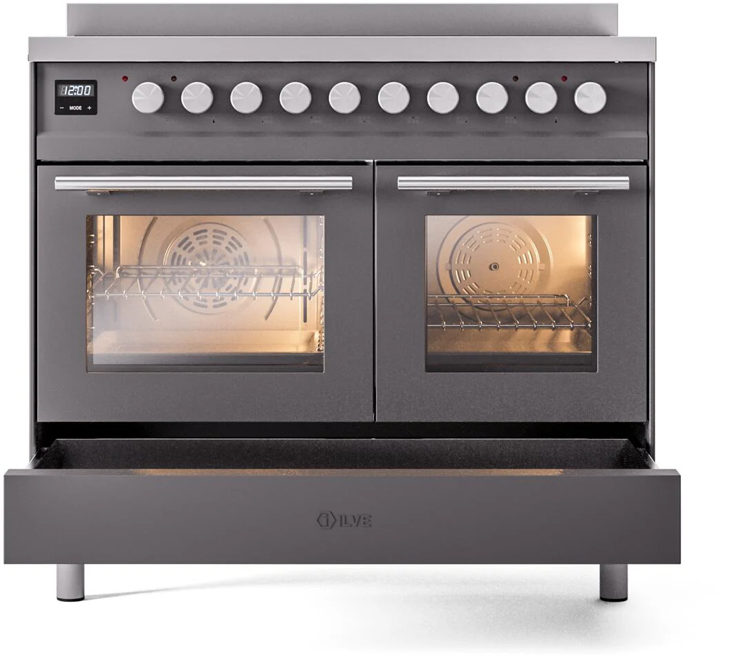 Ilve UPDI406WMPMG Professional Plus Ii 40 Inch Electric Freestanding Range In Matte Graphite With Trim - Image 6