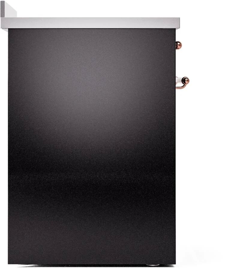 Ilve UPI304NMPBKP Nostalgie Ii 30 Inch Electric Freestanding Range In Glossy Black With Copper Trim - Image 6