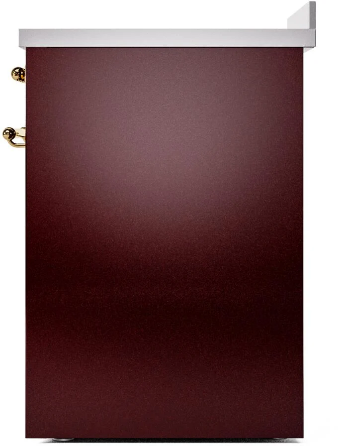 Ilve UPI304NMPBUG Nostalgie Ii 30 Inch Electric Freestanding Range In Burgundy With Brass Trim - Image 6