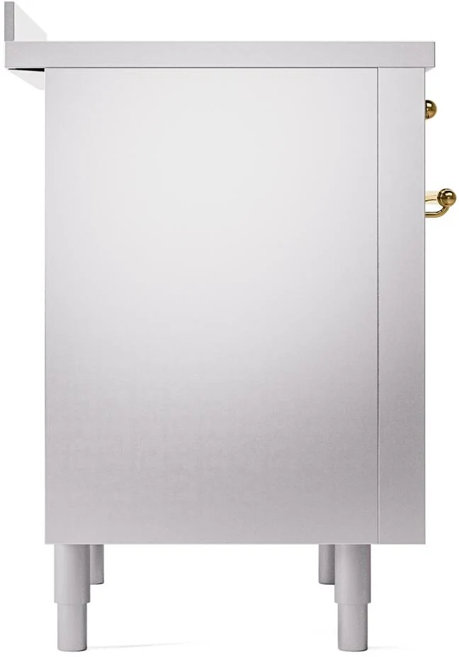 Ilve UPI366NMPSSG Nostalgie Ii 36 Inch Electric Freestanding Range In Stainless Steel With Brass Trim - Image 6