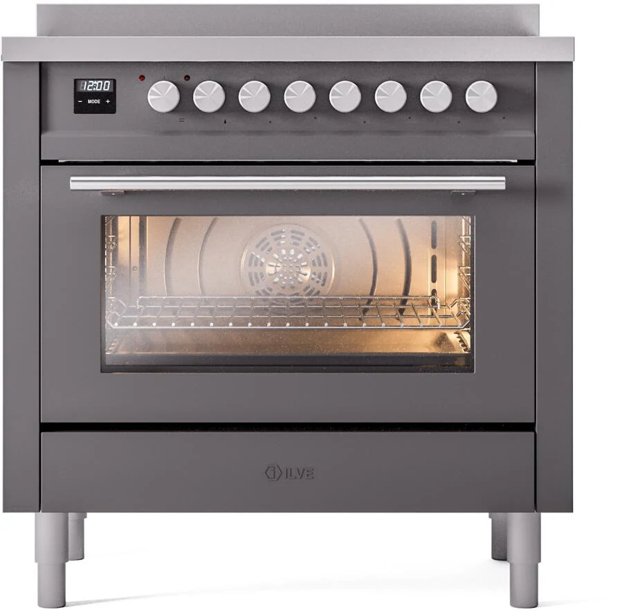 Ilve UPI366WMPMG Professional Plus Ii 36 Inch Electric Freestanding Range In Matte Graphite With Trim - Image 2