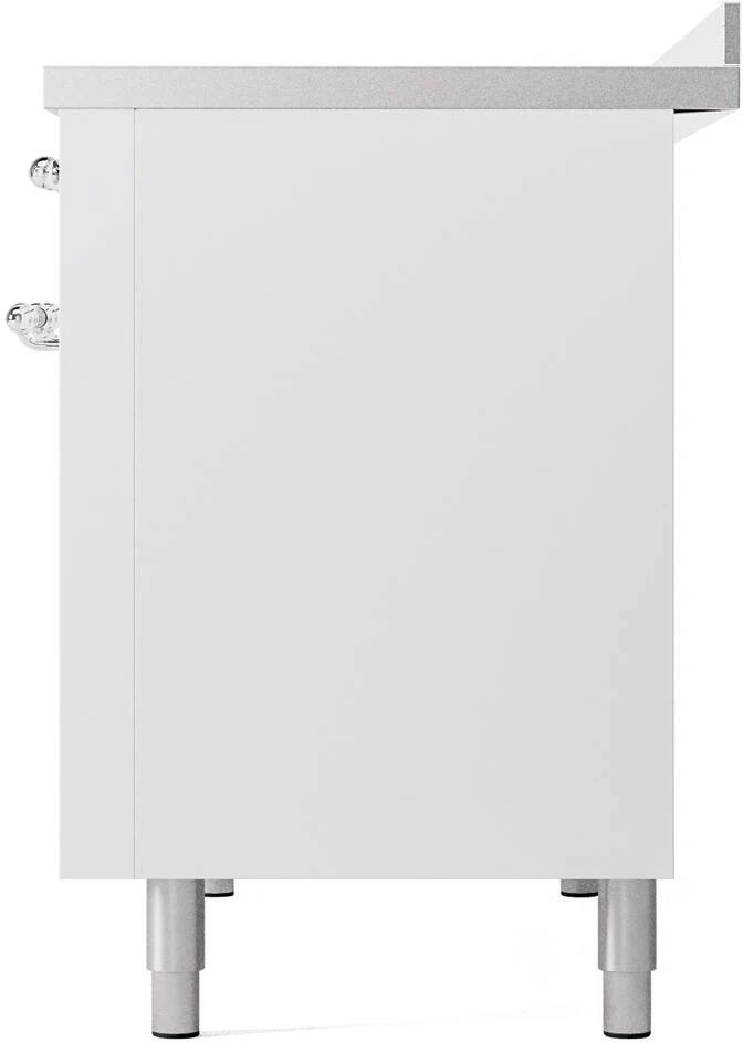 Ilve UPI486NMPWHC Nostalgie Ii 48 Inch Electric Freestanding Range In White With Chrome Trim - Image 9