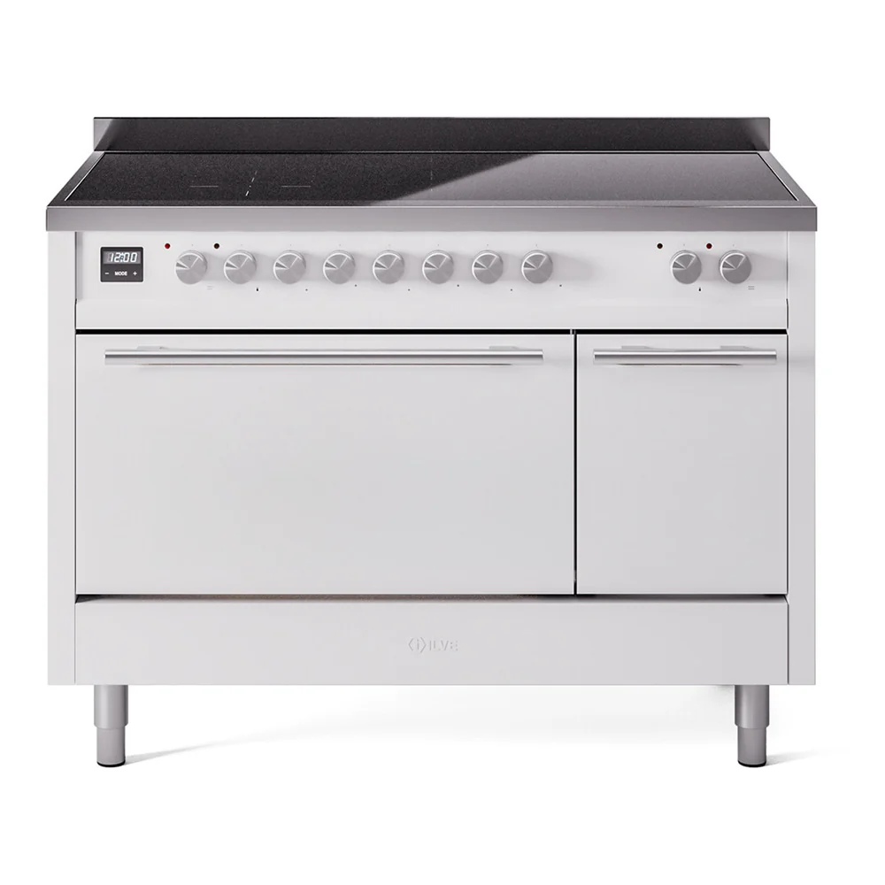 Ilve UPI486QMPWH Professional Plus Ii 48 Inch Electric Freestanding Range In White With Trim