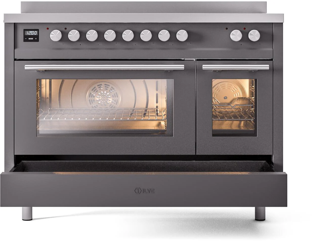 Ilve UPI486WMPMG Professional Plus Ii 48 Inch Electric Freestanding Range In Matte Graphite With Trim - Image 6