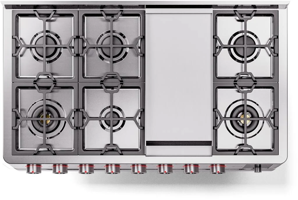 Ilve UPM12FDS3SSLP Panoramagic 48 Inch Dual Fuel Liquid Propane Freestanding Range In Stainless Steel With Trim - Image 7
