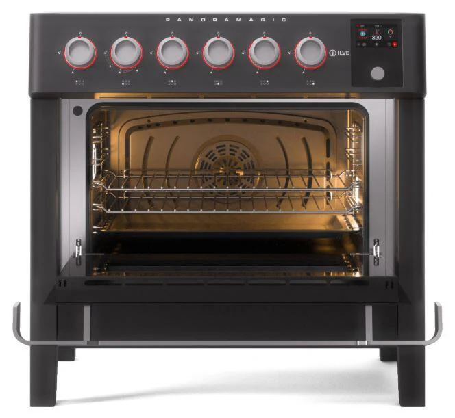 Ilve UPMI09S3MK Panoramagic 36 Inch Electric Freestanding Range In Matte Black With Trim - Image 3