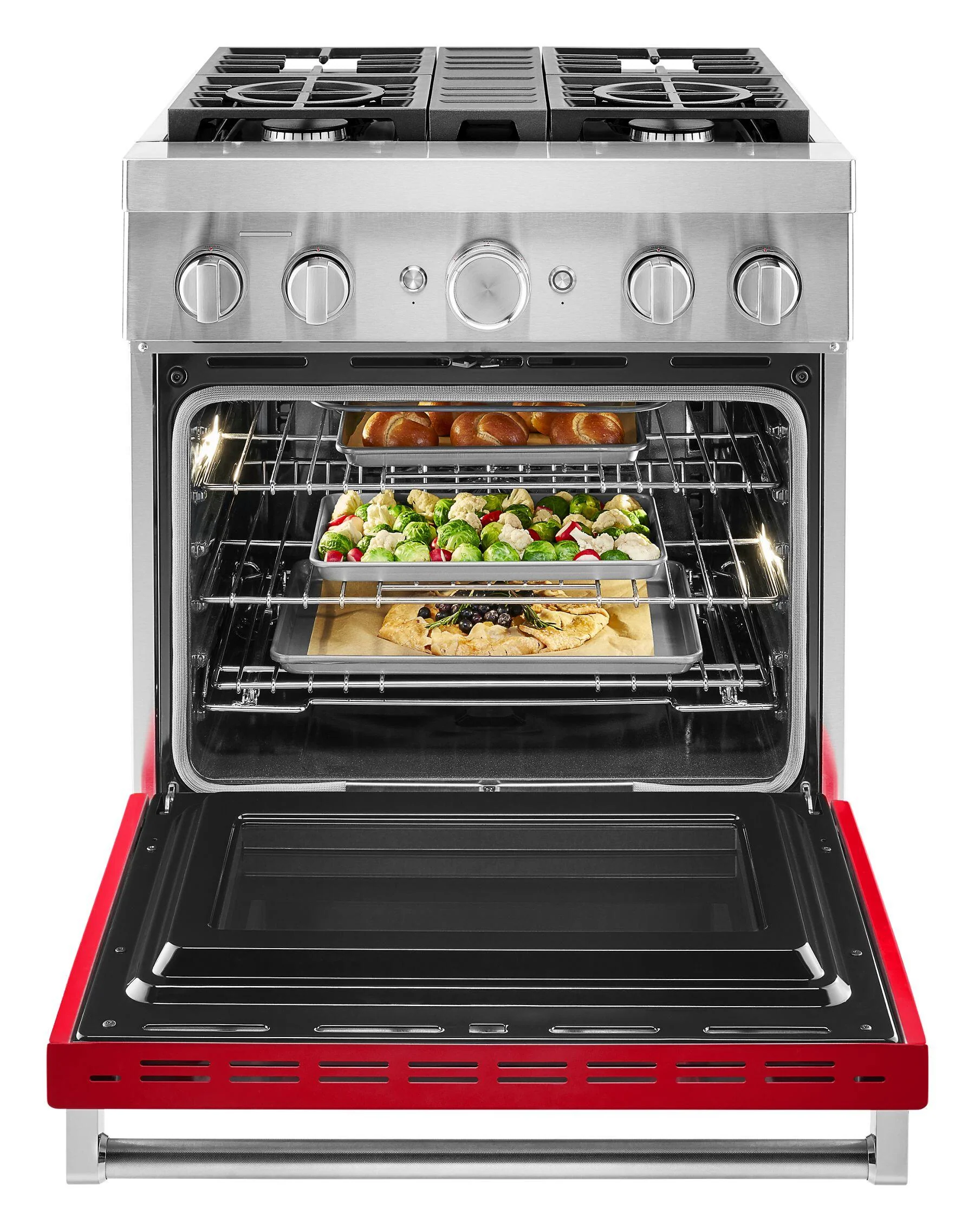 Kitchenaid KFDC500JPA Kitchenaid® 30'' Smart Commercial-Style Dual Fuel Range With 4 Burners - Passion Red - Image 4