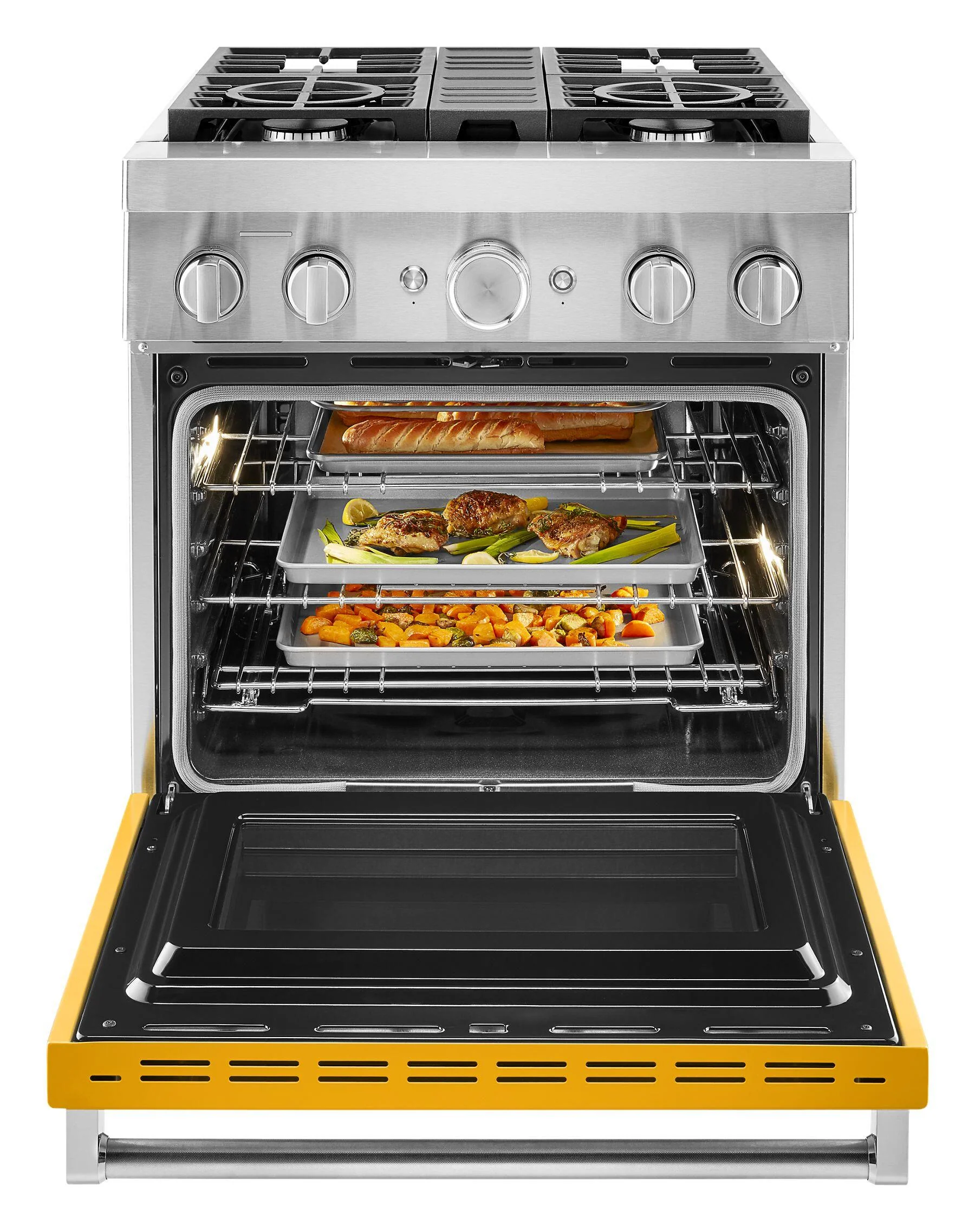 Kitchenaid KFDC500JYP Kitchenaid® 30'' Smart Commercial-Style Dual Fuel Range With 4 Burners - Yellow Pepper - Image 4