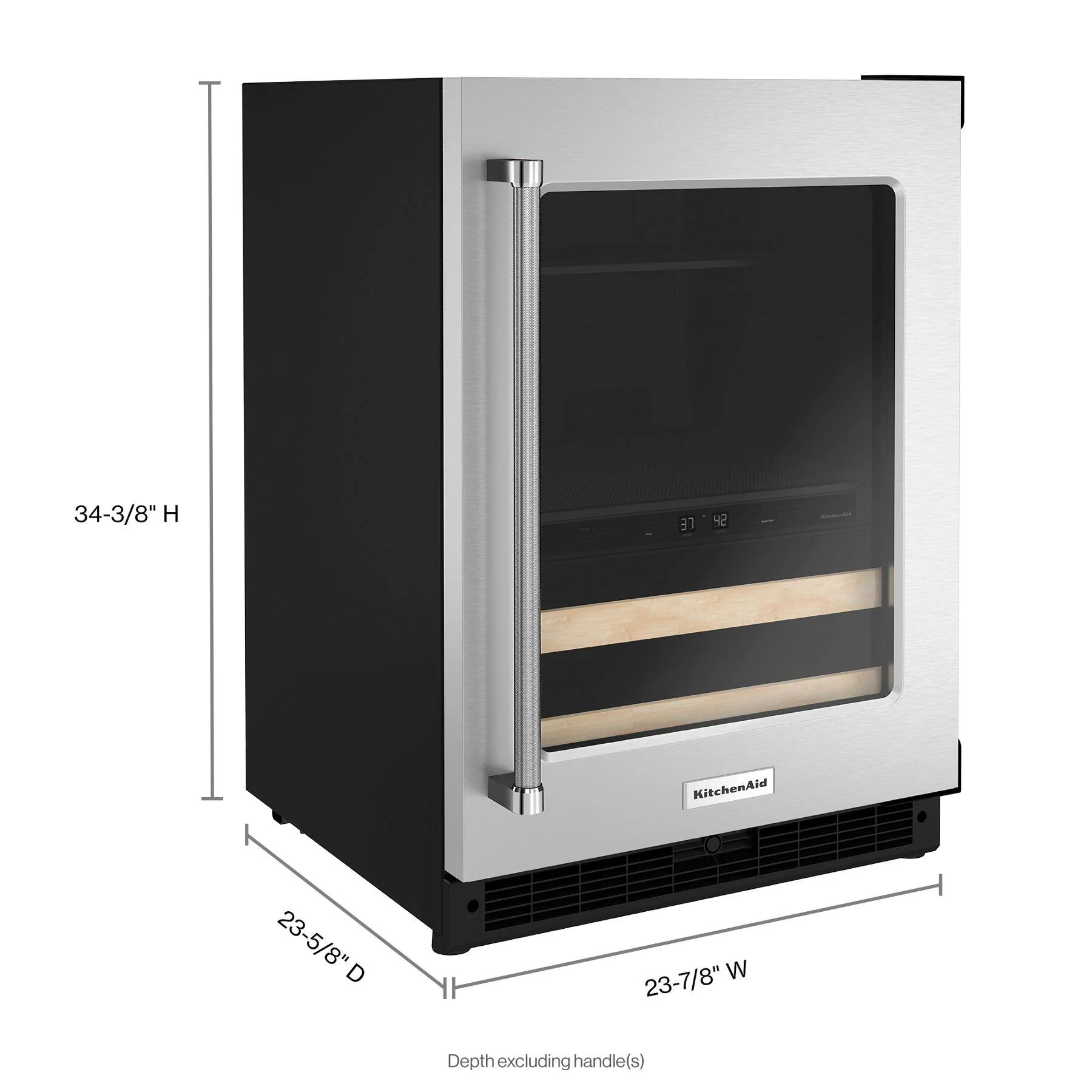 Kitchenaid KUBR214KSB 24" Beverage Center With Glass Door And Wood-Front Racks - Black Cabinet/Stainless Doors - Image 5