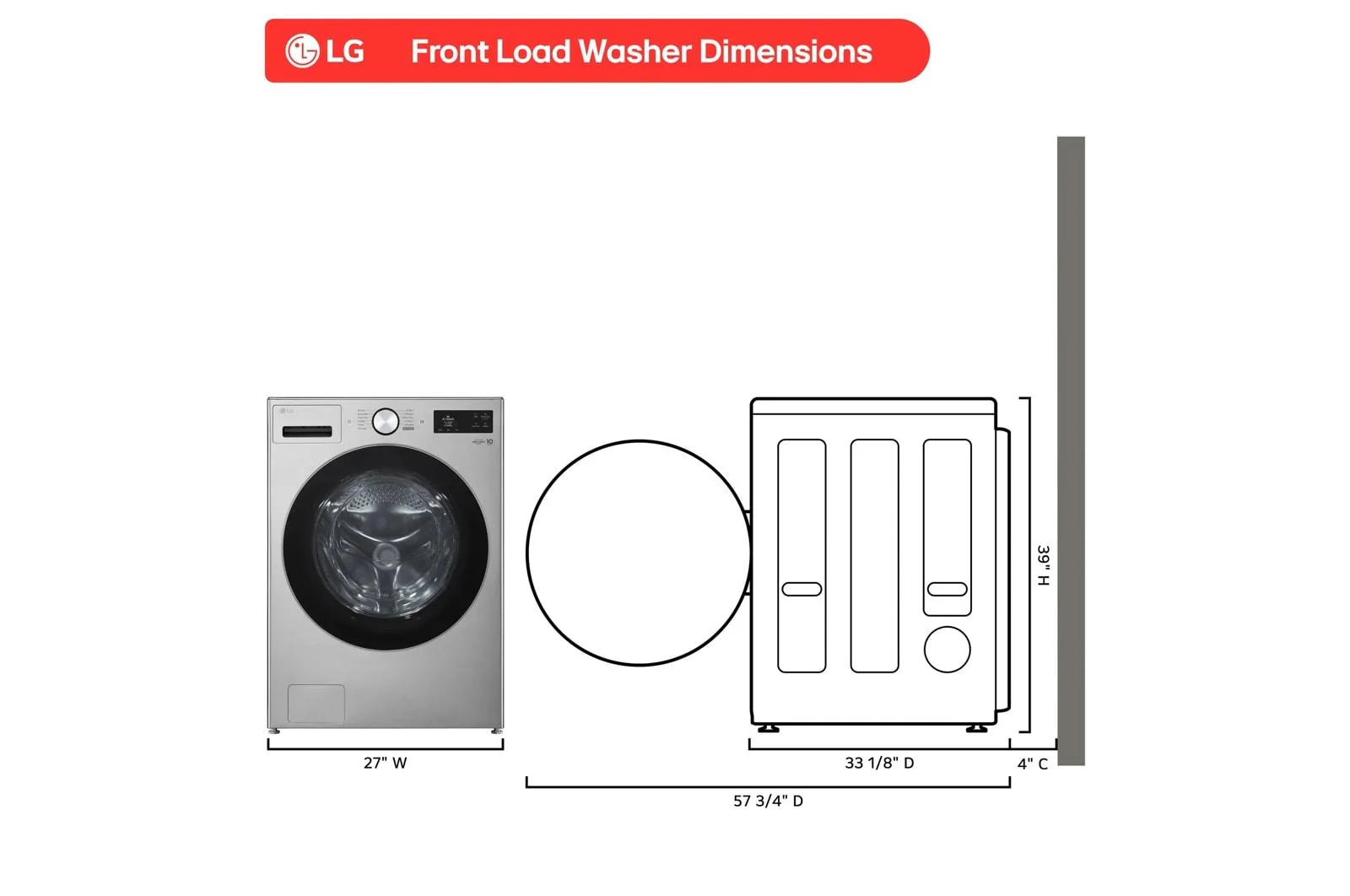 Lg WM5800HVA 5.0 Cu. Ft. Mega Capacity Smart Front Load Washer With Turbowash® 360°, Built-In Intelligence And Hybrid Electronic Controls With Lcd Display - Image 2
