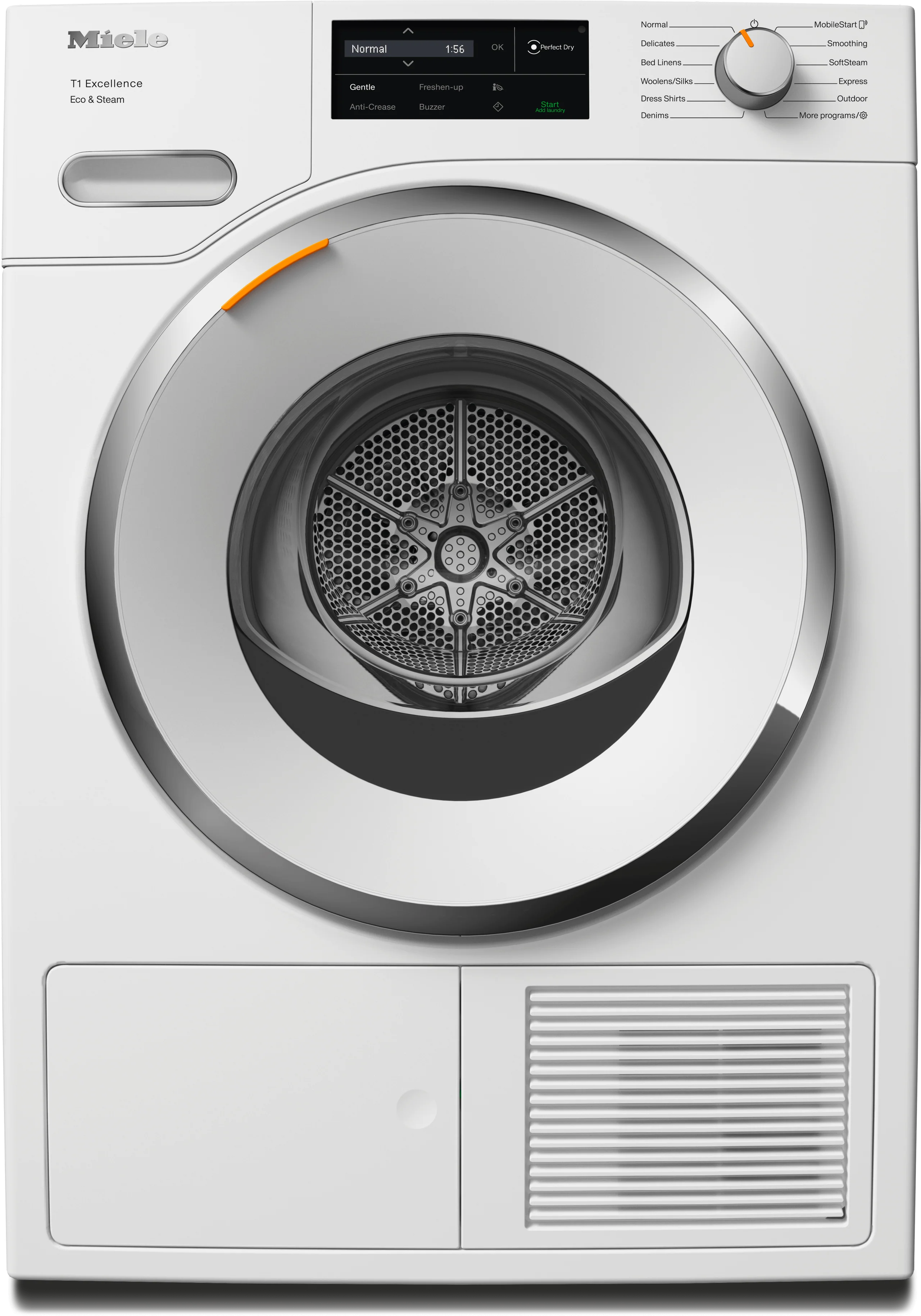Miele TXI680WP Txi680Wp Eco & Steam Lotus White - T1 Heat-Pump Dryer: 18Lb Comfortsensor Steamfinish Honeycomb Drum Fragrancedos Miele@Home