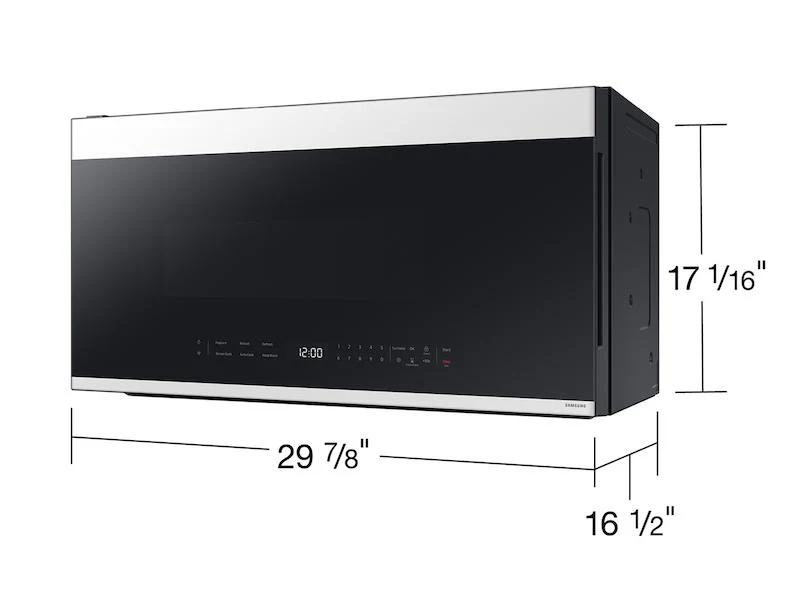 Samsung ME21DB650012 Bespoke 2.1 Cu. Ft. Over-The-Range Microwave With Edge To Edge Glass Display In White Glass - Image 2