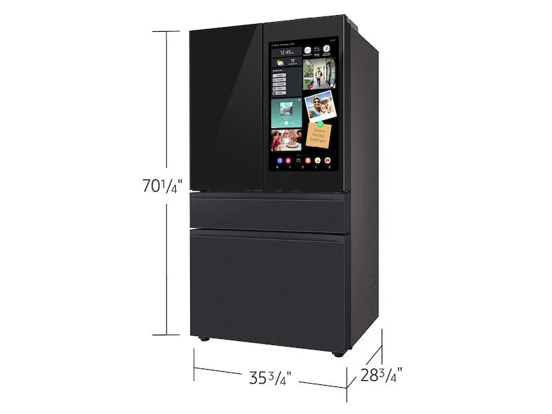 Samsung RF90F23AECE Bespoke 23 Cu. Ft. Counter Depth 4-Door French Door Refrigerator With Ai Family Hub™+ Ai Vision Inside™ In Charcoal Glass And Black/Charcoal - Image 3