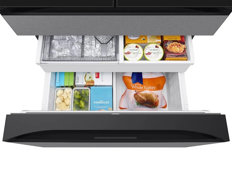 Samsung RF90F29AECR Bespoke 29 Cu. Ft. 4-Door French Door Refrigerator With Ai Family Hub™+ & Ai Vision Inside™ In Charcoal Glass And Stainless Steel - Image 14