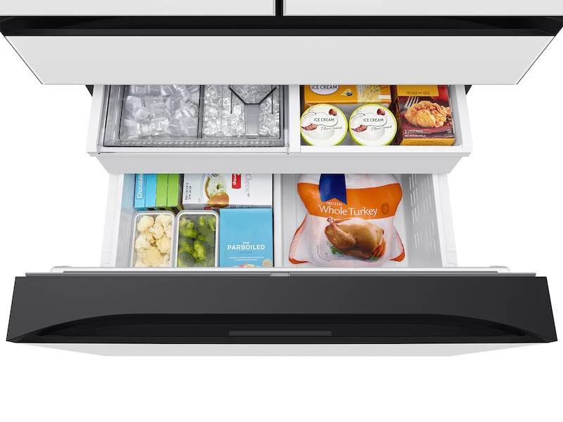 Samsung RF90F29AEW Bespoke 29 Cu. Ft. 4-Door French Door Refrigerator With Ai Family Hub™+ & Ai Vision Inside™ In White Glass - Image 14