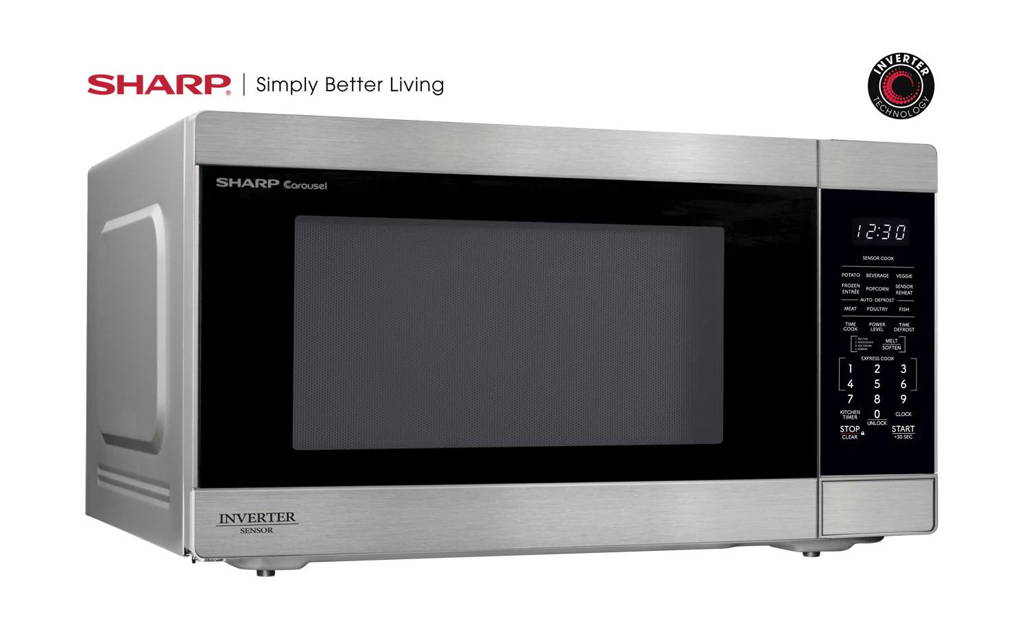 Sharp SMC2266KS Sharp 2.2 Cu. Ft. 1200W Stainless Steel Countertop Microwave Oven With Inverter Technology - Image 4