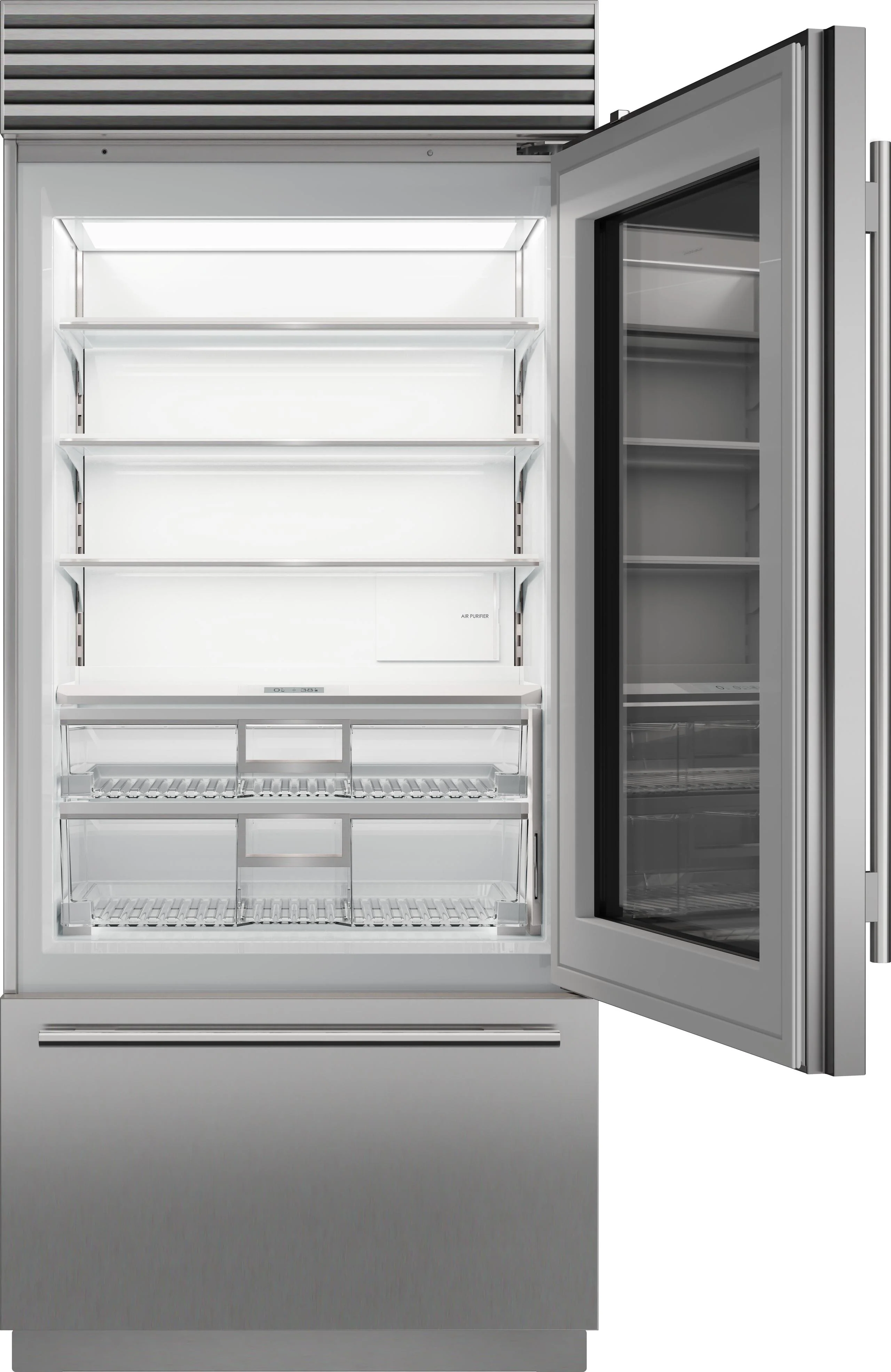 Sub-Zero CL3650UASTL 36" Classic Over-And-Under Refrigerator/Freezer With Glass Door - Image 2