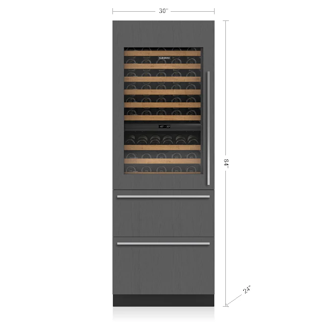 Sub-Zero DET3050WRAR 30" Designer Wine Storage With Refrigerator Drawers - Panel Ready - Image 2